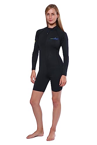Adults Sunsuit UV Protection Swimwear UPF50+ Chlorine Resistant Black L