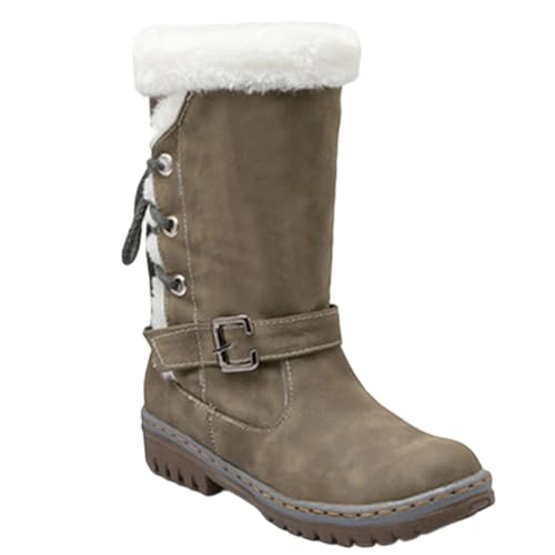 Botines de invierno con hebilla de cinturón para mayor comodidad en climas fríos y estilo de moda al aire libre, Verde militar., 39 EU