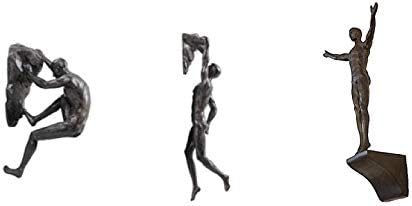 Haute CollageBronze Rock Climbers Set of 3 Figurines Wall Climbing Trio Men x3 Sculptures Poly Resin Statue Large Ornaments Wall-art