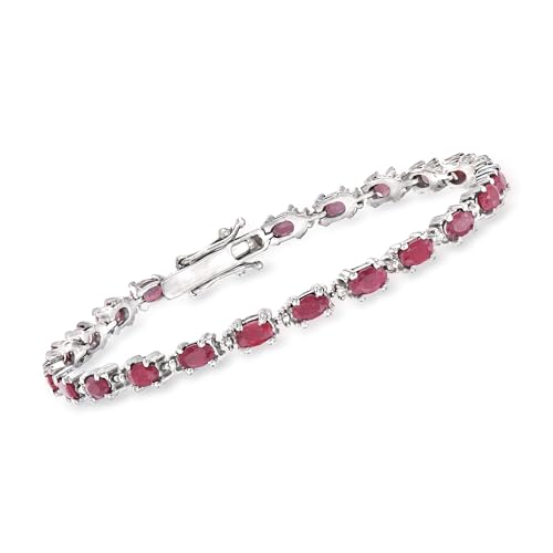 Ross-Simons 6.75 ct. t.w. Ruby Bracelet With Diamonds in Sterling Silver