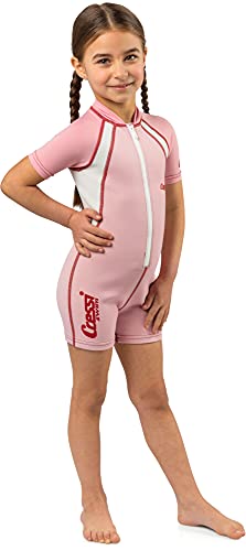 Cressi Kid Shorty Wetsuit 1. 5 mm - Shorty Neoprenový oblek pro děti Ultra Stretch Neopren, růžová/bílá, M (3 let)