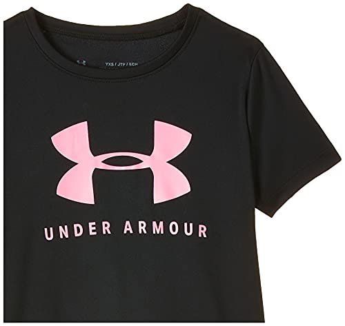 Under Armour Girls' Tech Solid Graphic Big Logo Short-Sleeve T-Shirt , Black (001)/Pink Craze , Youth X-Small #TOP2