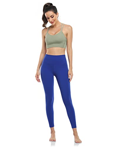 Heynuts Pure&Plain 7/8 High Waisted Leggings For Women, Hawthorn Athletic Compression Tummy Control Yoga Pants 25'' Sapphire Blue Xs(0/2) #TOP3