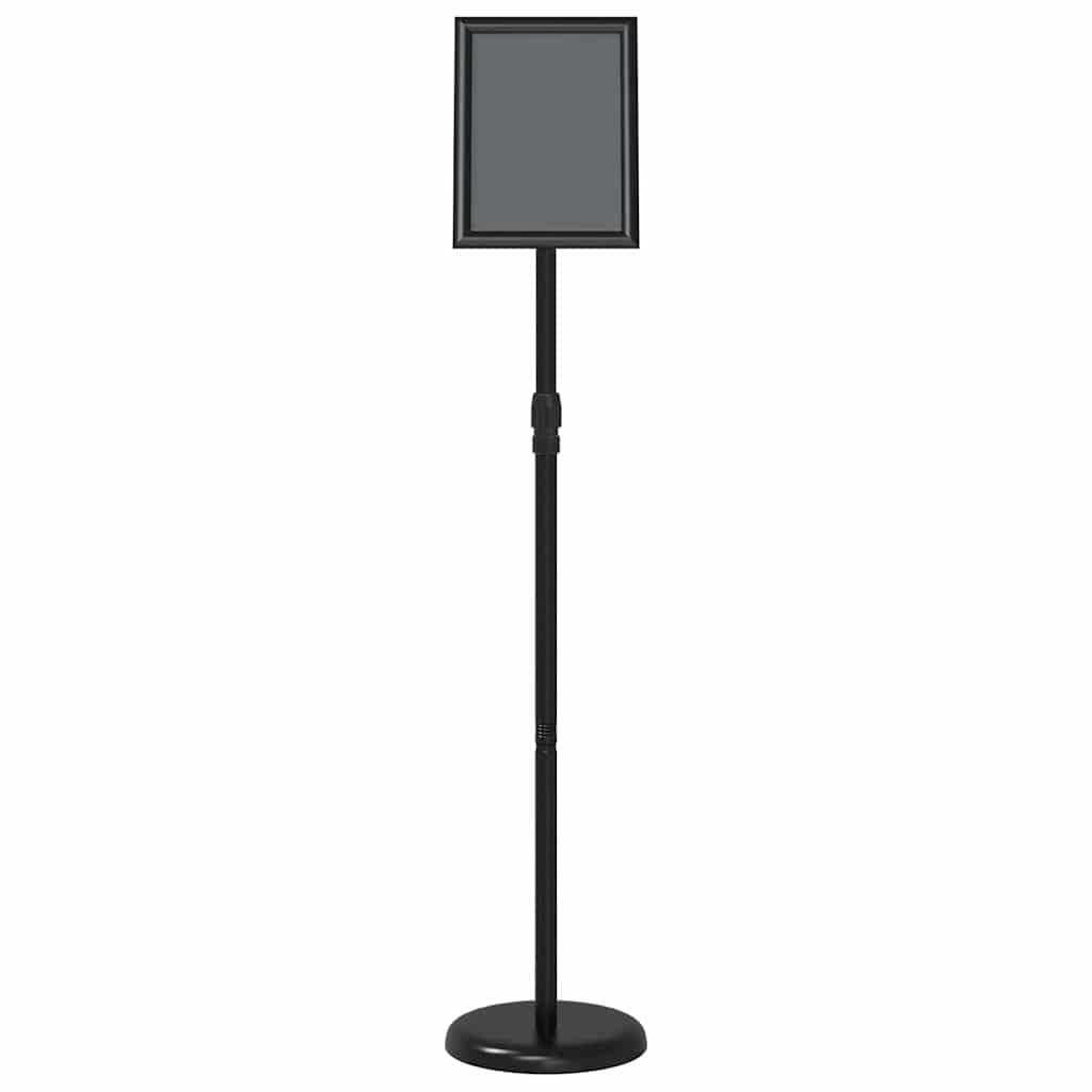 Support d'exposition en aluminium noir réglable en hauteur 95-128 cm pour foires et événements 25 x 25 x 125 cm