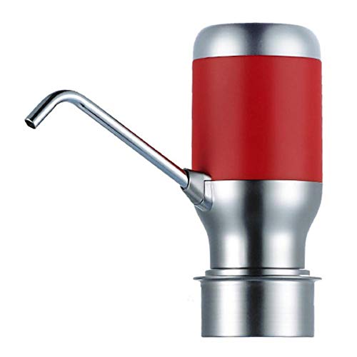 Iainstars Automatic Bottle Drinking, Double Motor Drinking with Inlet Hose USB Water Pump Dispenser 600ML Quantitative Water(Red)
