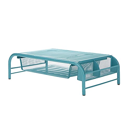 Mind Reader MESHMONSTA-TUR Metal Mesh Desk Drawer, Desktop Monitor Stand Organizer, Turquoise
