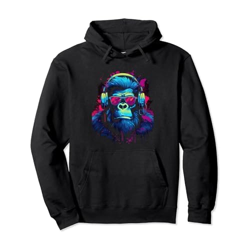 DJ De Mono Con Auriculares Y Gafas De Sol Sudadera con Capucha