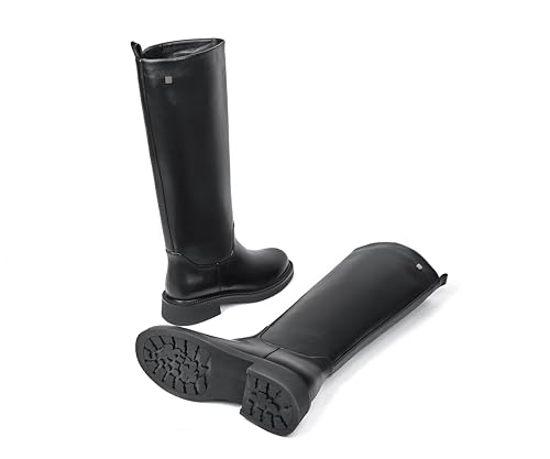 Image of Womens Knee High Chelsea Boots - Round Toe Chunky Low Heel Tall Riding Boots with Inside Zipper, Comfortable Dressy Fashion Long Boots for Daily Work & Casual