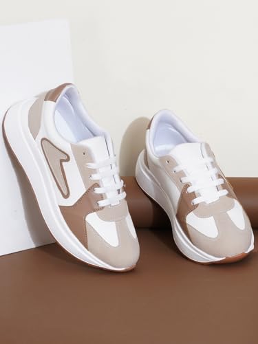 Image of TRYME Women Casual Sneakers Lace-Up Design Soft Cushioned Insole Comfortable Walking Shoes Stylish