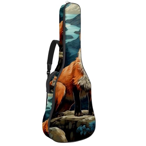 Sac pour guitare étanche 101,6 cm housse acoustique à poches et motif renard coloré