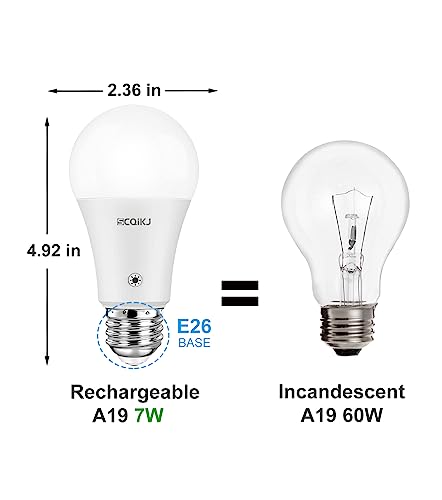 Rechargeable Light Bulbs Led Battery Backup Light Bulb With Remote Control Battery Operated Emergency Bulb Lamps For Home Power Outage And Camping Outdoor Activity Dimmable 7W 600Lm Soft White #TOP6