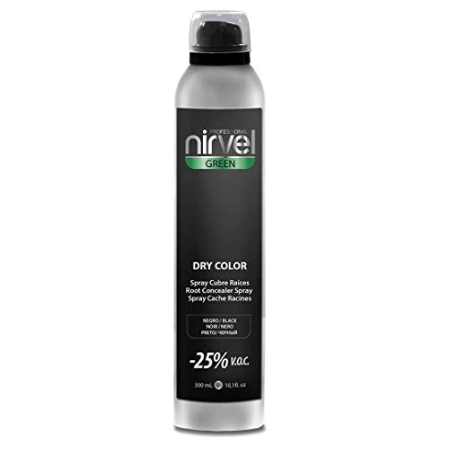Spray colorant sec noir Nirvel green 300 ml pour masquer racines et cheveux blancs