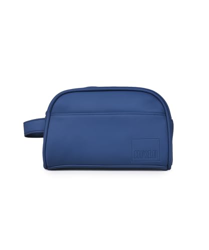 Image of COUNSELOR Toiletry Bag for Men & Women, Vegan Leather Toiletry Organizer, Shaving Kit Bag & Grooming, Travel Toiletry Pouch with Handle, Multiple Compartment, Unisex Travel Organizer Swift (Navy Blue)