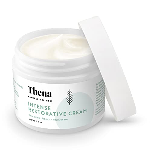 Fragrance Free THENA Intense Restorative Hydrating Face Cream Facial Moisturizer, Vegan, Natural & Organic Skin Care, With Colloidal Oatmeal Ceramide For Dry Sensitive Eczema prone Skin