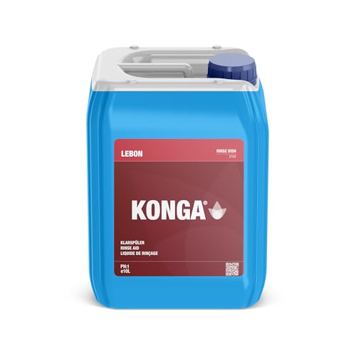 Konga Rinse Dish - Abrillantador de calidad industrial comercial, abrillantador para lavavajillas profesional, acabado y abrillantador para lavavajillas, para vajilla impecable -10 litros