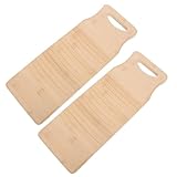 Cabilock Bambus Handwaschbrett 2 Stück Rutschfestes Wäschebrett 40x15x1,8cm Natürliches Waschbrett für Handwäsche Kleidung Zuhause und Studentenwohnheim