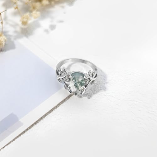 Moss Agate Rings for Women Promise Engagement Rings Jewelry Gifts for Women4