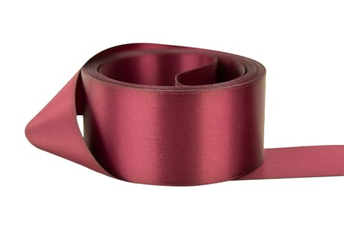 Image of Ribbon Bazaar Double Faced Satin - Premium Gloss Finish - 100% Polyester Ribbon for Gift Wrapping, Crafts, Scrapbooking, Hair Bow, Decorating & More - 5 /8 inch Wine 50yd Spool