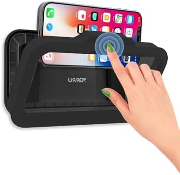 URROY Shower Phone Holder Waterproof One-Touch Open Shower Phone Case Anti-Fog & Sensitive Touchscreen Bathroom Wall Phone Mount Stand Universal Fit for iPhone & Smartphones Gift for Men Women Black