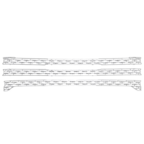 Kuafu 3Pcs Front Grille Inserts Compatible With 2020-2023 Gmc Sierra 2500 3500 Hd At4 Slt Mesh Grill Cover Trim Overlay Silvery #TOP6
