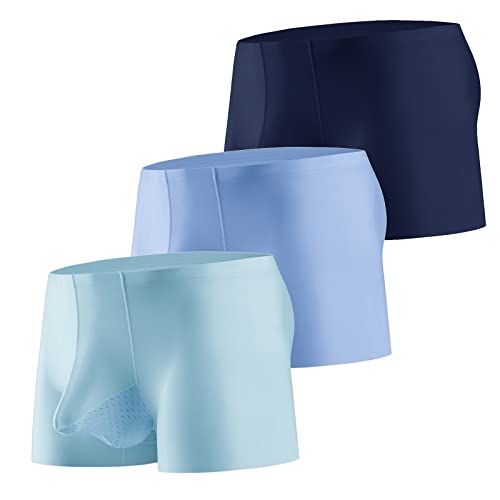 Evankin Mens Ice Silk Underwear with Bulge Pouch Breathable Cool Boxer Briefs Ultra-thin Stretch Boxers