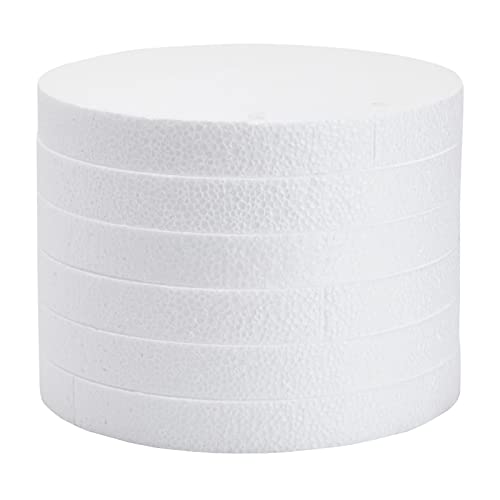 6 Pack Round Foam Circles For Crafts, White Discs For Diy Projects, Art (8 X 8 X 1 In) #TOP6