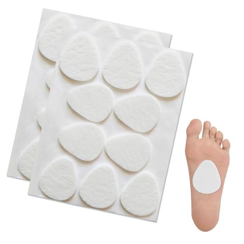 Almohadillas metatarsianas 20 Stück – Selbstklebende Filz Vorfußpolster – Fußkissen gegen Schmerzen – Rutschfest & Schweißabsorbierend – Ideal para Ballen & Fußsohle