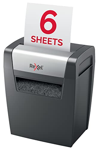 Rexel 2104569EU Momentum X406 - Destructeur de Documents Coupe Croisée Sécurité P4, Capacité 6 Feuilles, Corbeille 15 litres Amovible