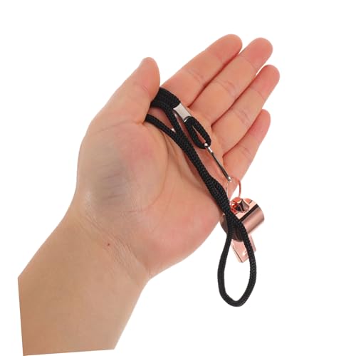 6 silbatos de árbitro en acero inoxidable con cuerda rosa gold miniatura 4