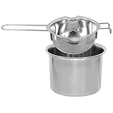 Mikikit Edelstahl Schmelztopf 600ml Doppelkessel Butterwärmer mit 16cm Außenbehälter Schmelzschüssel für Käse Schokolade Kerzen Küchenheiztopf für Backen Kochen