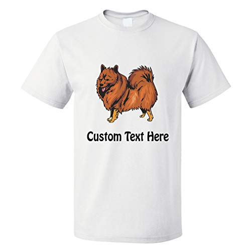 Custom Funny Graphic T Shirts for Men German Spitz Cotton Top White Personalized Text Here 2X Large