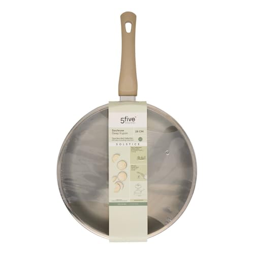 Sauteuse 5five Solstice d28cm aluminium beige évite les projections de graisse