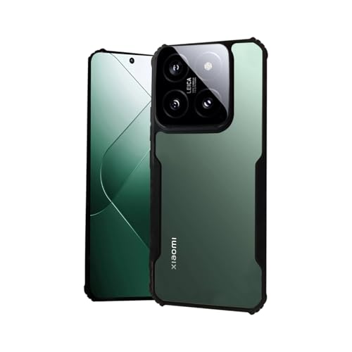 Image of AIBEX Crystal Clear Back Cover Case for Redmi 14 5G | 360 Degree Protection | Shock Proof Design | Transparent Back Cover Case (PC & TPU, Black Bumper)