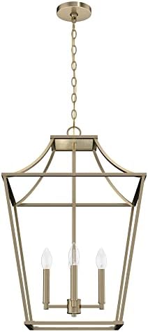 Hunter - Laurel Ridge 4-light Alturas Gold, Medium Size Pendant Light, Dimmable, Formal Style, Lantern Shaped, for Bedrooms, Kitchens, Dining, Living Rooms - 19874