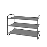MAX Houser 3-Tier Shoe Rack, Fabric Shoe Shelf for Closet Bedroom Entryway (Dark Grey)
