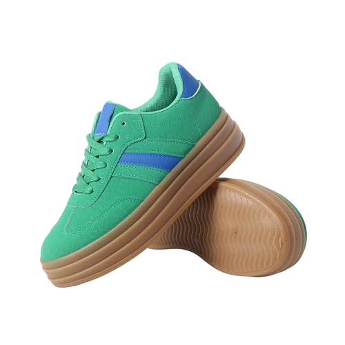 Women’s Platform Trainers – Chunky Gum Sole Sneakers, Retro Casual Lace-Up Shoes, Synthetic Suede Ladies Fashion Trainers (Green, Adult, Women, 7, Numeric, UK Footwear Size System, Medium) Women’s Platform Trainers – Chunky Gum Sole Sneakers, Retro Casual Lace-Up Shoes, Synthetic Suede Ladies Fashion Trainers (Green, Adult, Women, 7, Numeric, UK Footwear Size System, Medium)