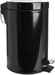 wilko Black Small Pedal Bin, Modern Design, with Push Pedal and Carrying Handle, Perfect for Bathrooms, 3L