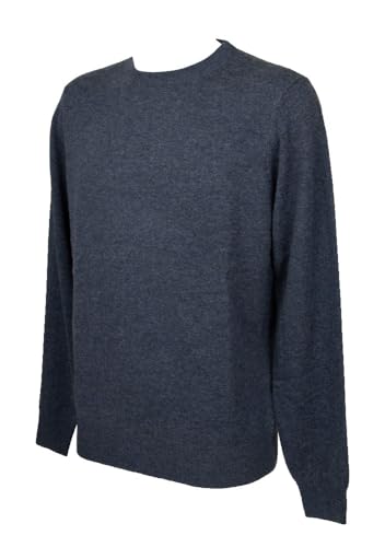 Men's cashmerino sweater round neck pullover long sleeve wool and cashmere extra soft warm natural item U706M93