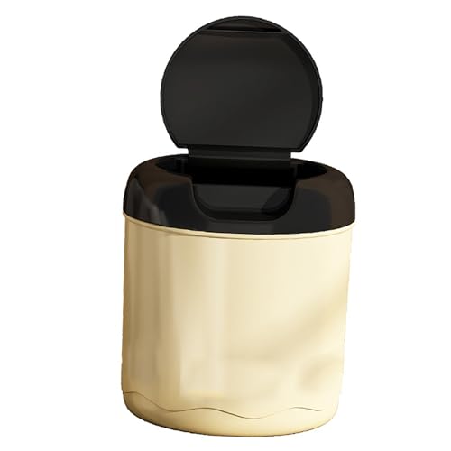 Mini Bidoni della Spazzatura Cestino per la Spazzatura da Tavolo Color Crema Coperchio Ribaltabile Pratico Cestino della per Camera da Letto 250 G