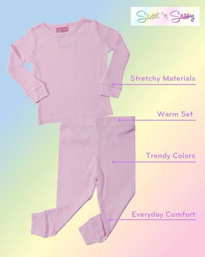 Sweet & Sassy Toddler Baby Girls Thermal Underwear Set - 4 Piece Warm Thermal Top and Bottoms Thermals for Kids (12M-4T)2