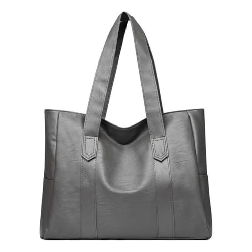 Bolsa Feminina Sacola Couro Estilosa Y2K Trabalho Curso, Bolsa De Couro Social ALWY (Cinza)