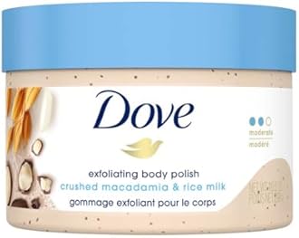 Dove Exfoliating Body Polish| Body Scrub |Deeply Nourishing Crushed Macadamia and Rice Milk |Moisturises & Brightens Skin | Sulphate Free|298gm