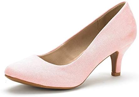 DREAM PAIRS Womens Suede Bridal Wedding Low Heel Pump Shoes, Luvly-Pink-Suede - 11 (Luvly)