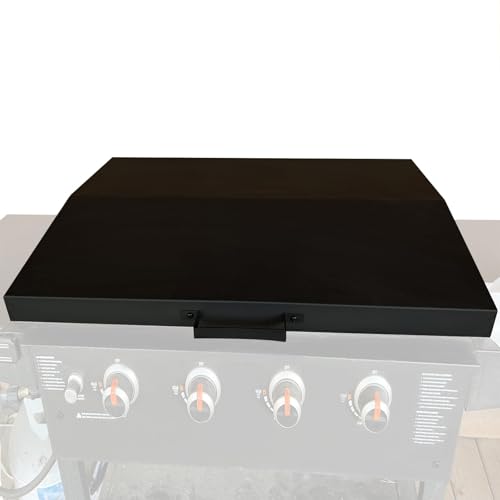 Kojem 36 inch Hinged Lid Cover Compatible with Blackstone Griddle Grill Lid Hard Cover with Rear Grease Collection Powder Coated Black