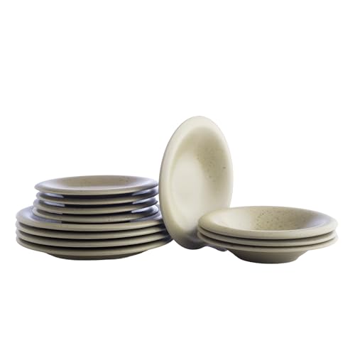 Image of Porto by Stone Lain Aro 12-Piece Premium Kitchen & Dining Dinnerware Set Stoneware, Green Matte, Crafted in Portugal, Dishwasher and Microwave Safe Scratch-Resistant Dish Set for 4