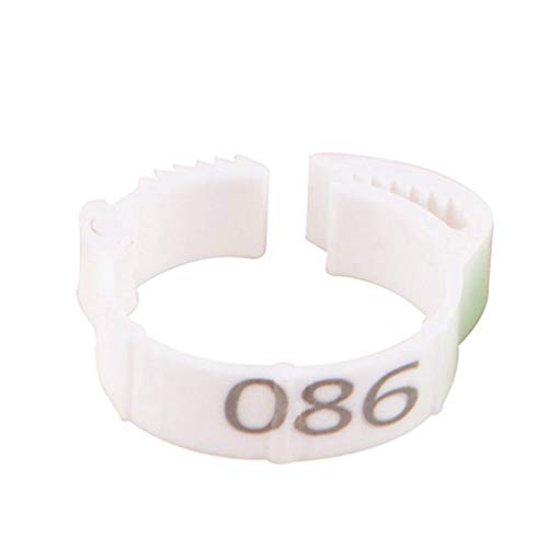 Numbered Leg Rings,Birds Ring,100Pcs Chicken feet ring Plastic Open Type Buckle Duck Goose Digital Foot Poultry(White)