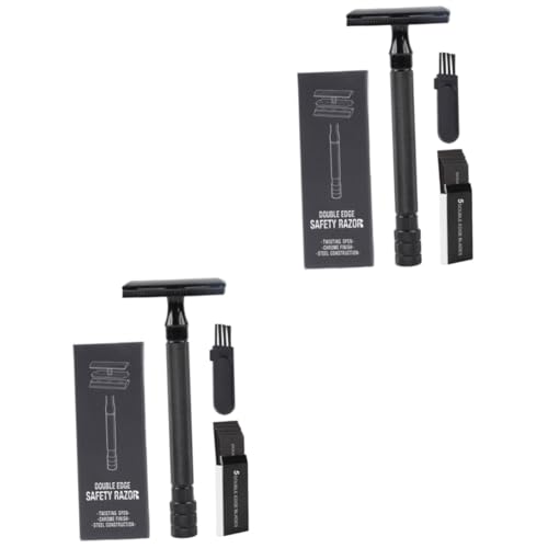 HAPINARY 2 Sets Kit Double Blade Razor Safety Razor Brush Perfect for Beard and Hair