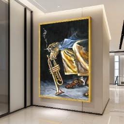 Tableau jazz sur toile déco salon moderne trompettiste blues 40x60cm