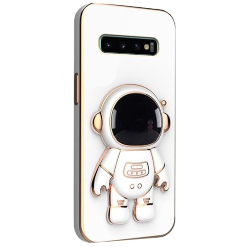 Image of for Samsung Galaxy S10 Plus Case Cute 3D Astronaut Stand Design Camera Protection Shockproof Soft Back Cover (for Samsung Galaxy S10 Plus, White)