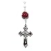 Handmade Rosary with White and Red Rose Beads and Optional Charm Add-On
